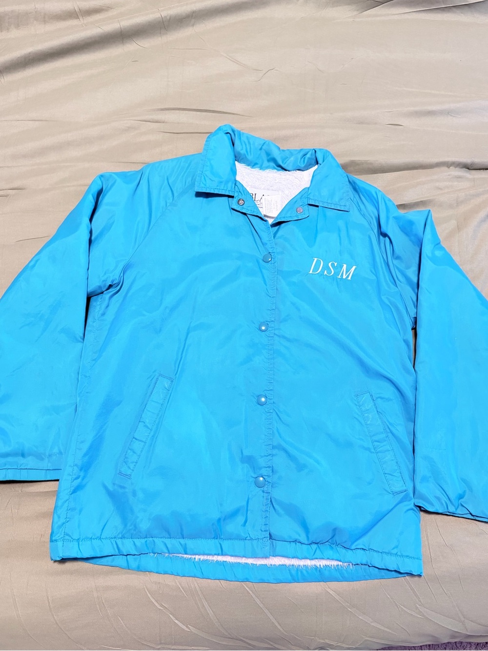 Vintage Blair Turquoise Pile Lined Coach Jacket Monogram